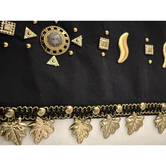 Vintage 80's Women's Plus 3X Top Black w/ Metal Embellishment & Art to Wear - Picture 10 of 16